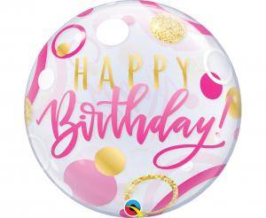   Balon Bubble "Birthday Pink & Gold Dots"  22''