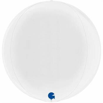 Balon Grabo 15'' Globe White 4D Pakowany 