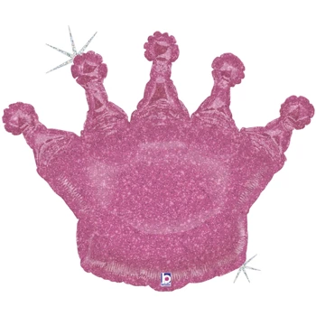 Balon Grabo Glittering Crown Pink 36''- 91 cm