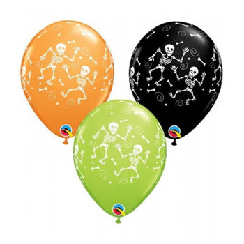 Balon QL 11" z nadr. "Fun Halloween Skeletons", pastel mix specjalny