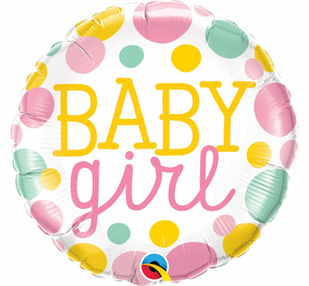 Balon foliowy 18" QL CIR "Baby Girl dots"