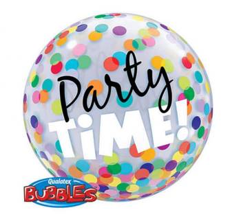 Balon foliowy 22" QL Bubble "Party Time! Kolorowe Grochy"