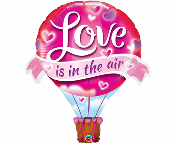 Balon foliowy 42 cali/107 cm QL Balon z Koszem "LOVE IS IN THE AIR"