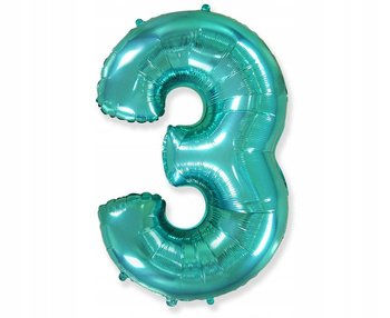 Balon foliowy FX - "Number 3" tiffany, 85 cm