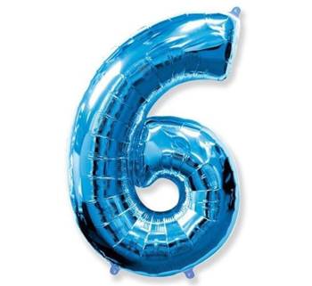 Balon foliowy FX - "Number 6" granatowy, 85 cm