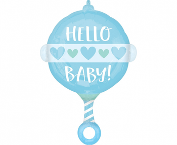 Balon foliowy Grzechotka "Hello Baby" (30 x 43 cm), różowa