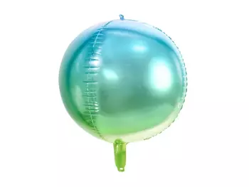 Balon foliowy Kula ombre, niebiesko-zielony, 35cm