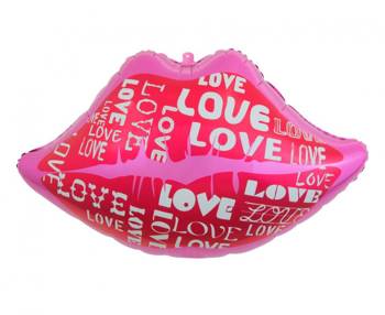 Balon foliowy Usta z napisem Love, 62x38 cm