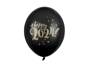 Balony 30cm, Happy 2024!, Pastel Black