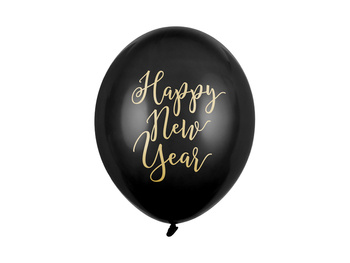 Balony 30cm, Happy New Year, Pastel Black