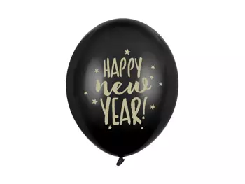 Balony 30cm, Happy New Year, Pastel Black