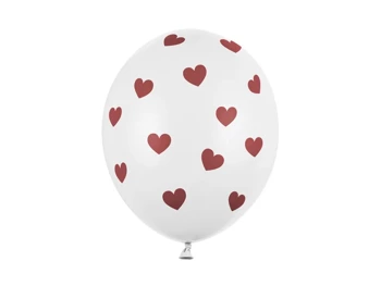 Balony 30cm, Serduszka, Pastel Pure White ( 6 szt) 