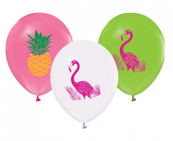 Balony Flamingi i Ananasy, 12"/ 5 szt.