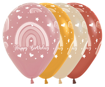 Balony Happy Birthday - Boho Rainbow , Assortment ,25 szt