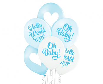 Balony "Oh Baby Boy" , 6 szt, niebieskie