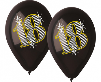 Balony Premium "18", czarne, 12" / 5 szt.