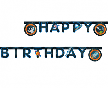 Banner Rocket Space-Happy Birthday