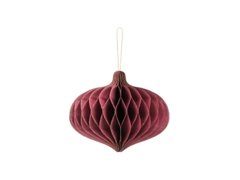 Bombka papierowa honeycomb Owal, bordo, 18x15cm