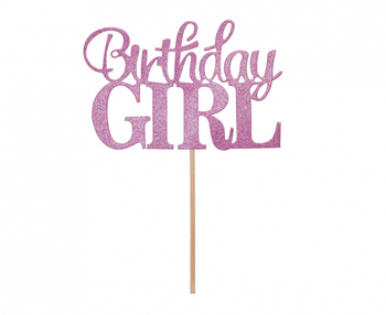 Dekoracja papierowa na tort Birthday Girl, 10x7 cm