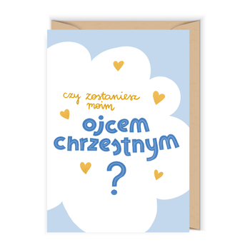 Kartka Czy zostaniesz Ojcem Chrzestnym Blue