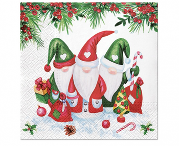 Serwetki papierowe PAW Christmas Gnomes 33x33 cm, 20 szt.