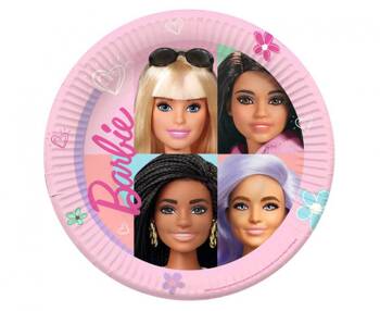 Talerzyki papierowe Barbie Sweet Life, okrągłe 23 cm, 8 szt.