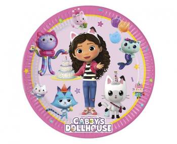 Talerzyki papierowe Gabby's Dollhouse, next generation, 20 cm, 8 szt. (plastic-free)