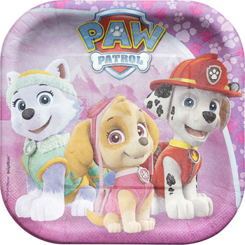 Talerzyki papierowe Pink Paw Patrol , 18x18 cm, 8 szt