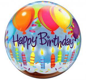 Balon Bubble "Happy Birthday (baloniki i świeczki)" 22''