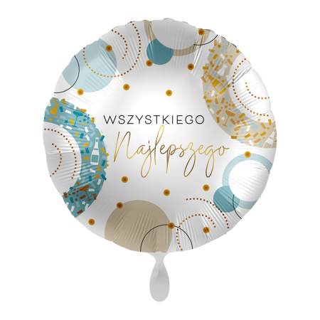 Balon foliowy 18" Wszystkiego Najlepszego - Golden Blue Circles 