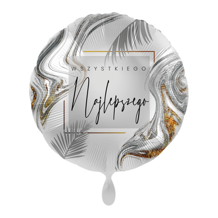 Balon foliowy 18" Wszystkiego Najlepszego - Silver Marble 