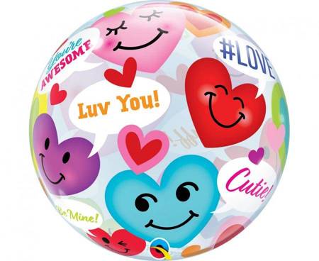 Balon foliowy 22" QL Bubble "Conversation Smiley Hearts"