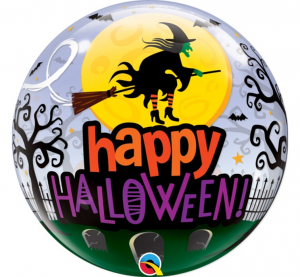 Balon foliowy 22" QL Bubble Poj. "Happy Halloween (z wiedżmą)"