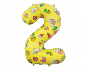 Balon foliowy Cyfra 2, obrazki, 78 cm