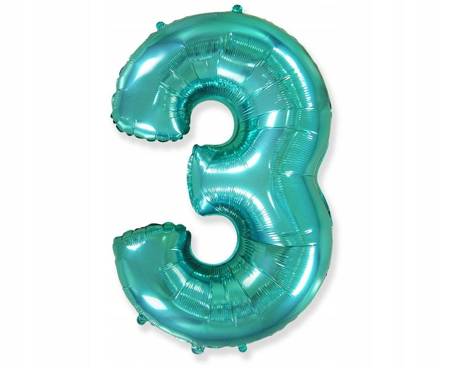 Balon foliowy FX - "Number 3" tiffany, 85 cm