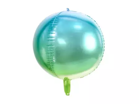 Balon foliowy Kula ombre, niebiesko-zielony, 35cm