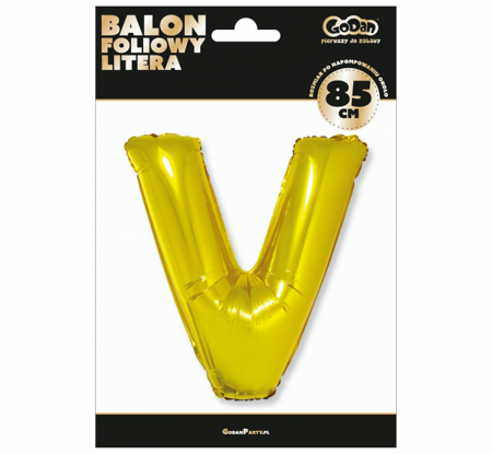 Balon foliowy "Litera V", złota, 89 cm