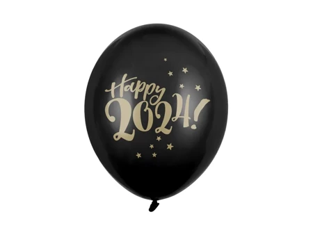 Balony 30cm, Happy 2024!, Pastel Black