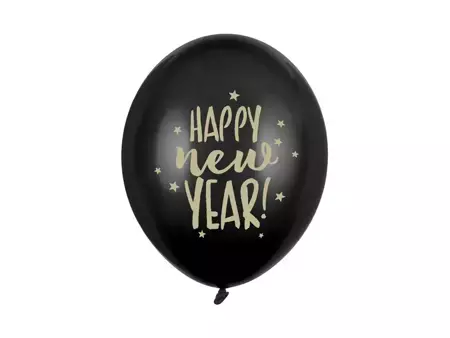 Balony 30cm, Happy New Year, Pastel Black