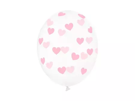 Balony 30cm, Serduszka, Crystal Clear