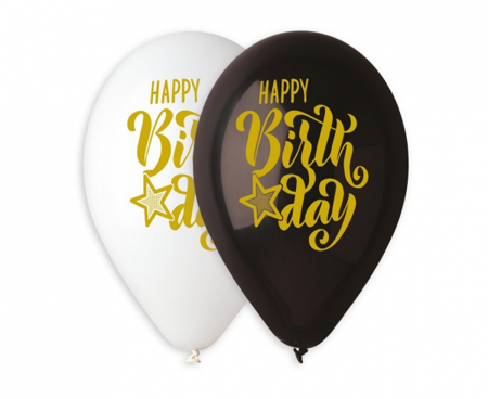 Balony Premium Hel Happy Birthday, 13 cali/ 5 szt.