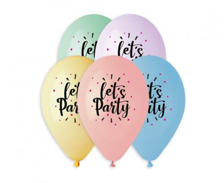 Balony Premium Hel Let's Party, 13 cali/ 5 szt.