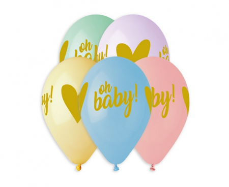 Balony Premium Hel Oh Baby!, 13 cali/ 5 szt.