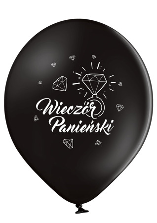 Balony czarne z nadrukiem na  Wieczór Panieński 5 szt 