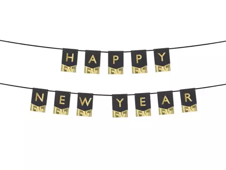 Baner Happy New Year, 135x16,5 cm