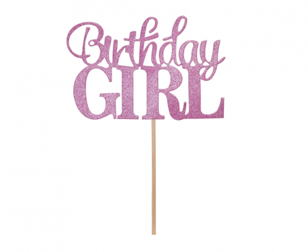 Dekoracja papierowa na tort Birthday Girl, 10x7 cm