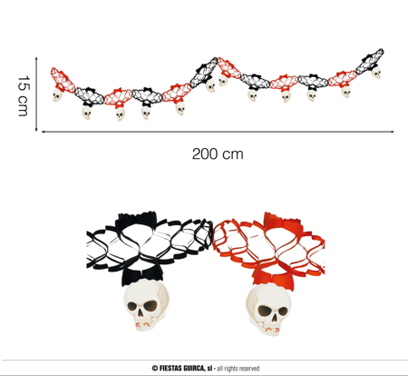 Girlanda czaszki na Halloween, 2m