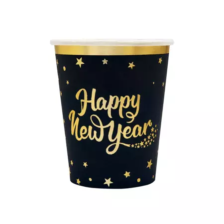 Kubeczki Happy New Year czarny 220ml 6szt.