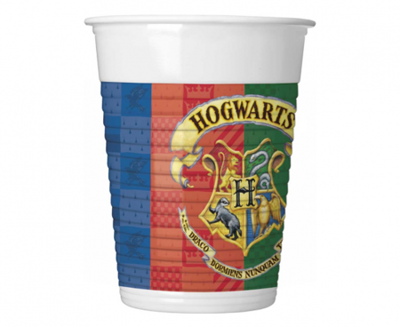 Kubeczki plastikowe, Harry Potter Hogwarts Houses, 200 ml, 8 szt. (SUP label)