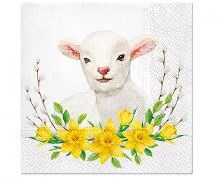 Serwetki PAW wzorzyste Lamb with Wreath 33x33 cm / 20 szt.